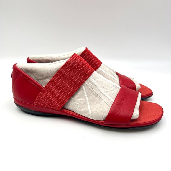 Camper Shoes - Camper Womens 37 EU 7 US Right Nina Red Leather Flats Sandals Shoes